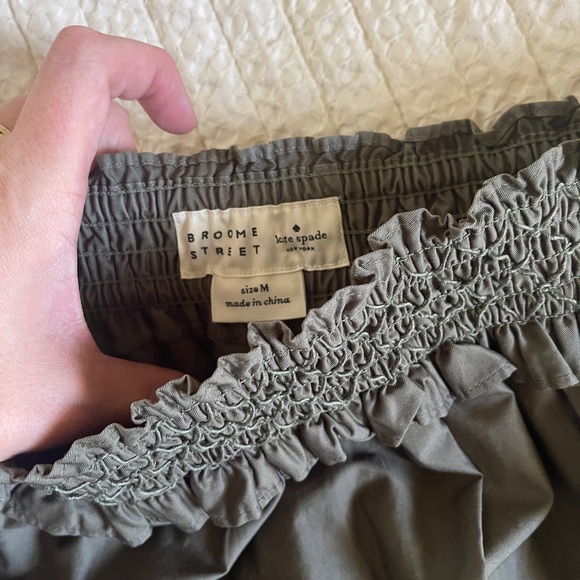 Kate Spade Broome Street Floral Embroidered Poplin Skirt Olive Green Size M - Picture 4 of 8